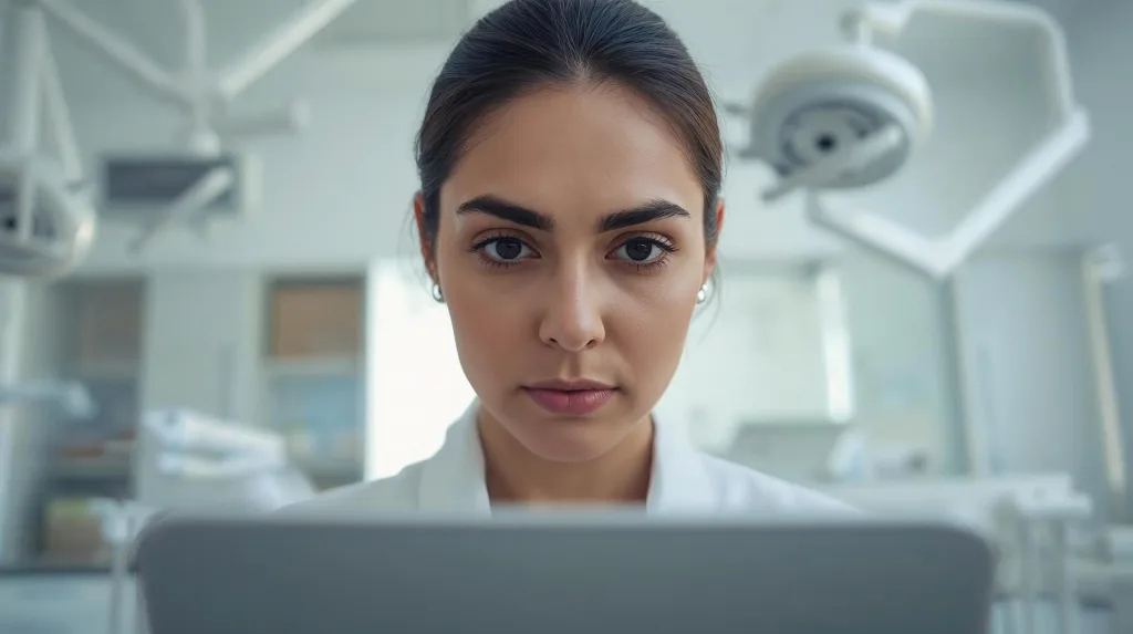 Las Vegas dentist reviewing HIPAA-compliant IT support and patient data security in a dental practice.